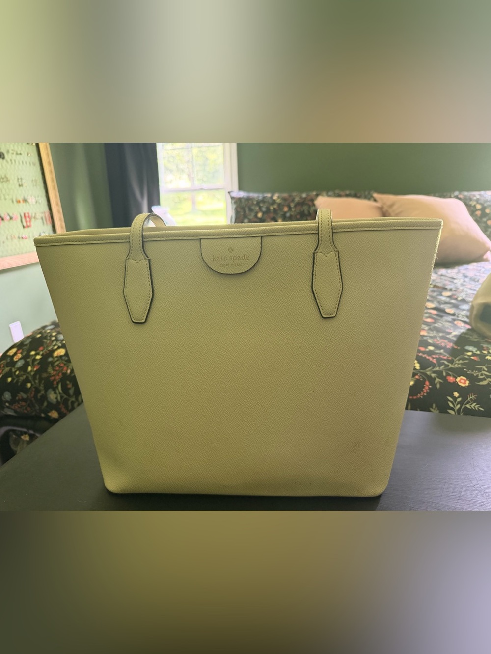 kate spade cream leather tote with pale blush interior